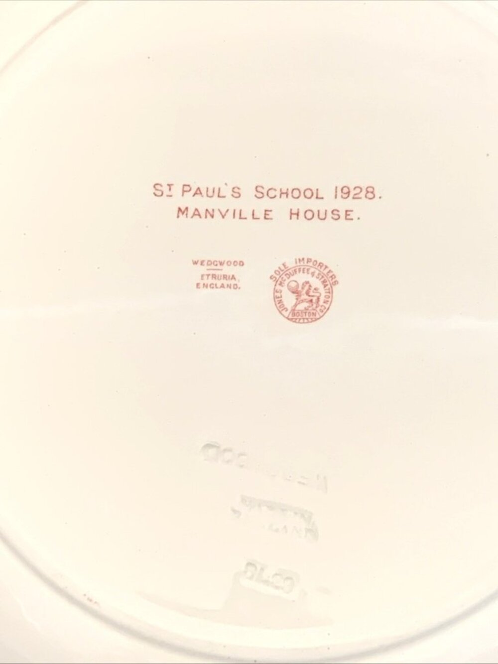 Wedgwood St Paul's School Manville House 1928 Pink Transferware 10 3/8" Plate - Picture 4 of 5